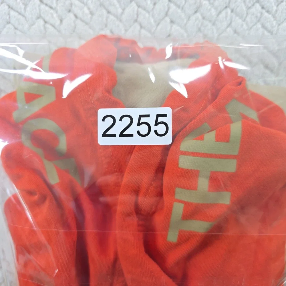The North Face Mens Orange Khaki Colorblock Hooded Long Sleeve Tee Shirt M